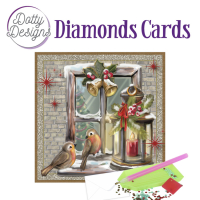 D0tty Design® - Set van 4 diamond painting kerstkaarten 15x15cm: kaarsen (set 5)